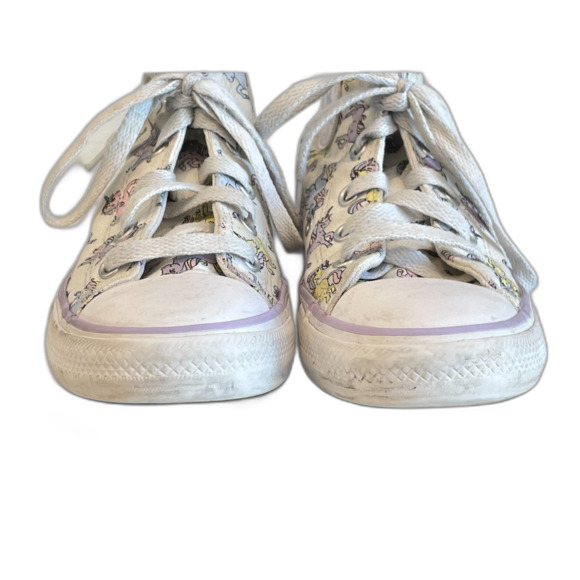 Girl's White Chuck Taylor Converse High Tops with Pastel Colored Unicorns Size 1 - Picture 5 of 14